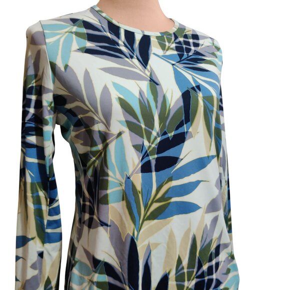 Hang Ten M Tropical Leaf Long Sleeve Swim Shirt Modest Rashguard Top Zip Pocket - Picture 2 of 9